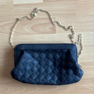 Black Clutch with Gold Chain